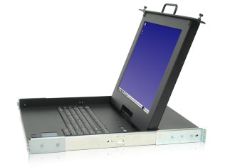 1U Rackmount LCD and Keyboard with integrated CAT5 KVM